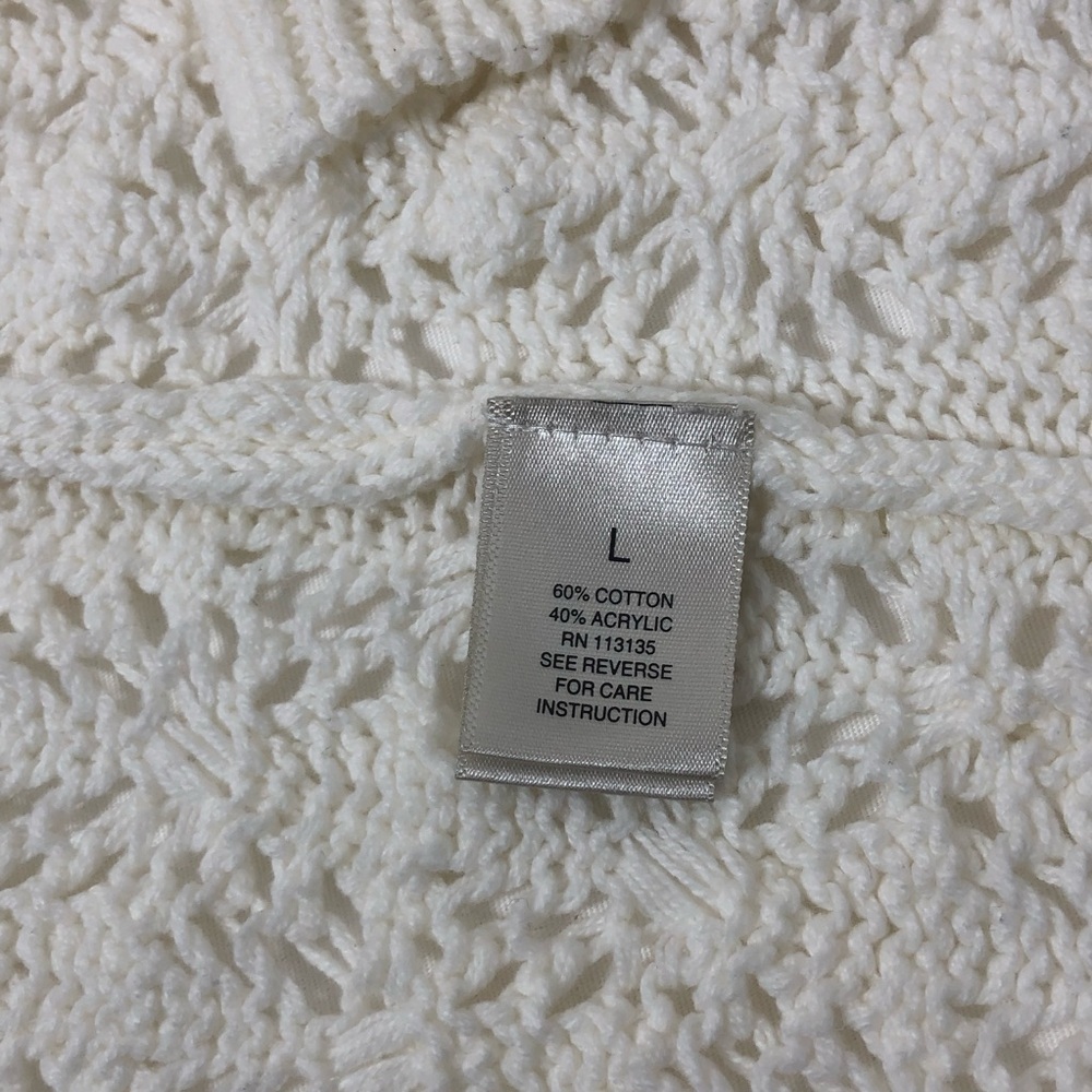 Leo & Nicole Light Ivory knit Pointelle Open Cardigan for Women Size L - Picture 9 of 14